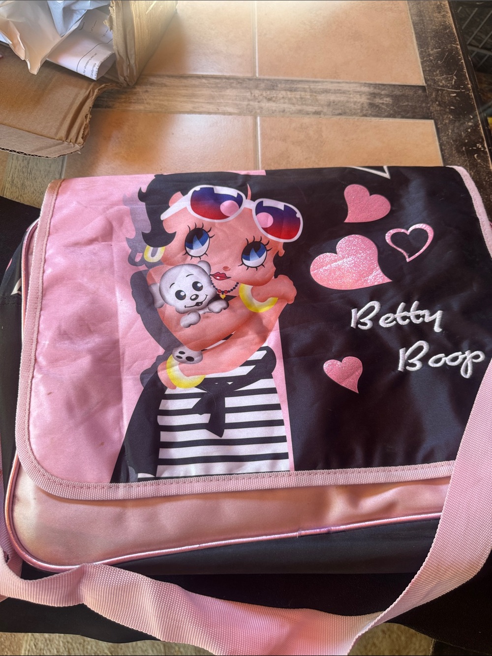 Betty Boop Pink Black and White Crossbody Messenger Bag